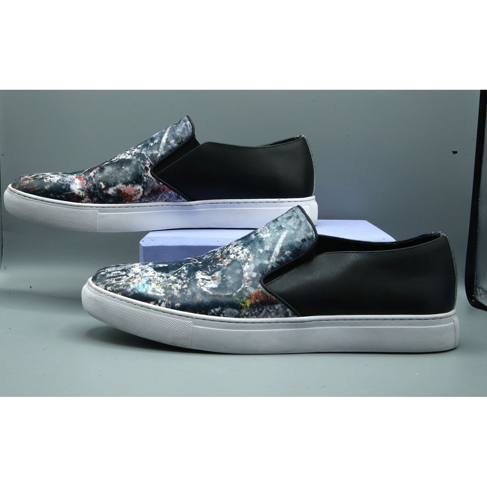 Robert Graham Mens Skull Graphic Print Leather Slip On Sneakers RG5483S Blk 9.5 - Picture 3 of 9